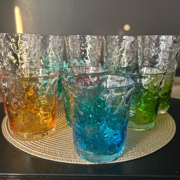 Colorful Textured Glass Tumblers, Set Of 9 NWOT - Picture 1 of 5